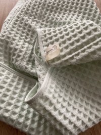 Вафельное полотенце мятное для лица 50×90 см, быстро сохнет