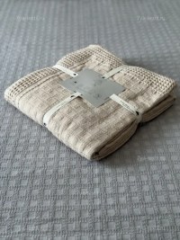 Покрывало хлопковое  песочный, медово-бежевый 150x200 см | 7Я Атмосфера Благополучия