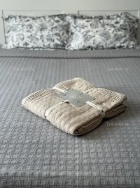 Покрывало хлопковое  песочный, медово-бежевый 150x200 см | 7Я Атмосфера Благополучия