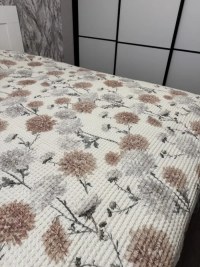 Вафельное покрывало 150x200 см с бежевыми цветами, купить | 7Я Атмосфера Благополучия