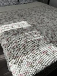 Вафельное покрывало 150x200 см с розовыми цветами, купить