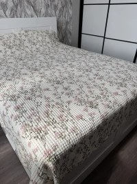 Вафельное покрывало 150x200 см с розовыми цветами, купить